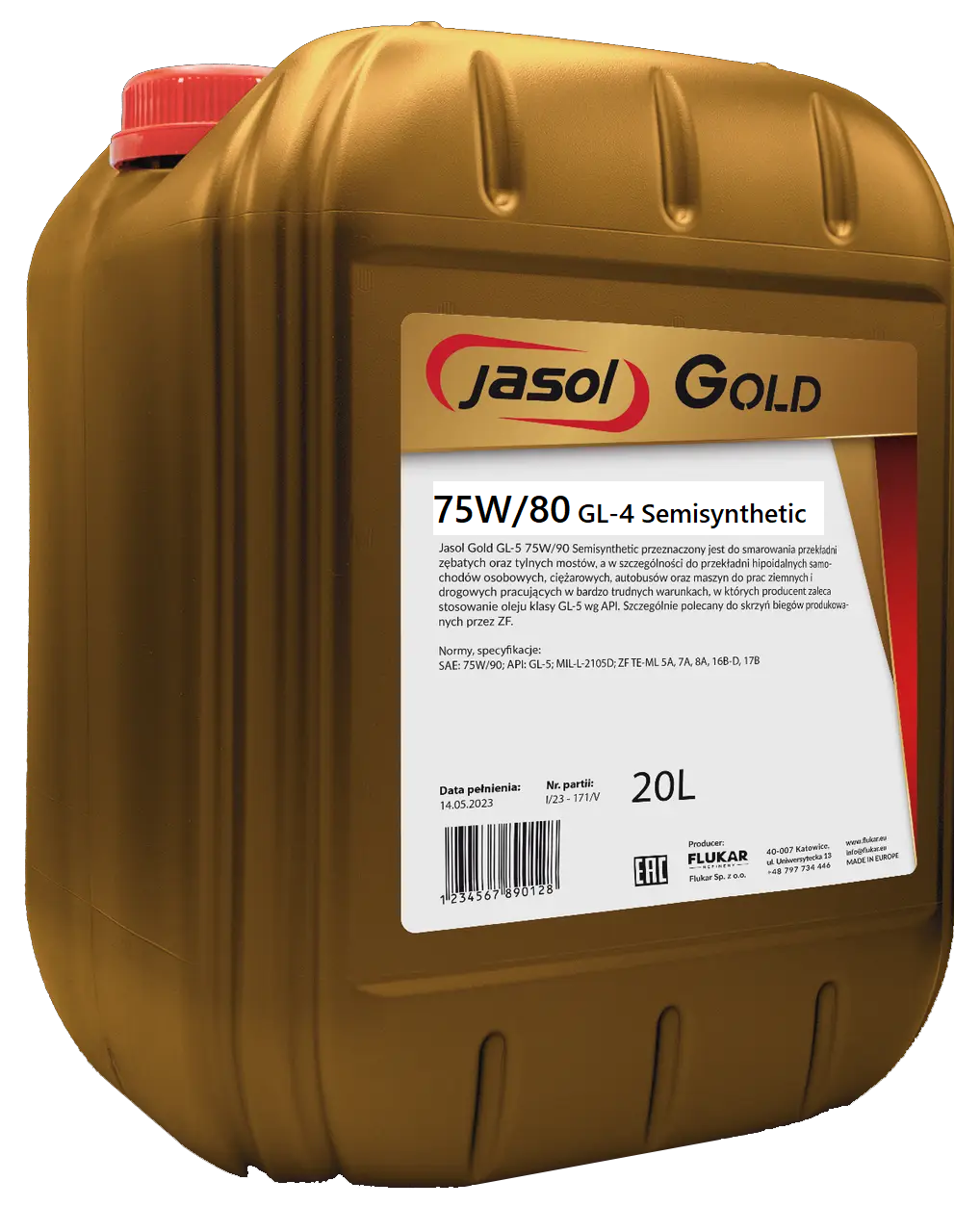 Олива трансмісійна JASOL GOLD GL-4 75W/80 Semisynthetic - 20 л